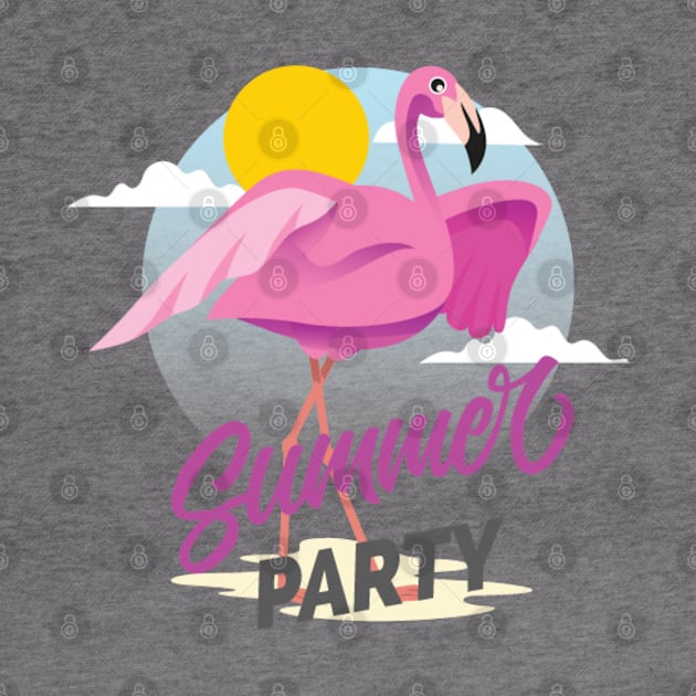 Summer sun pink flamingo by hcreativeart